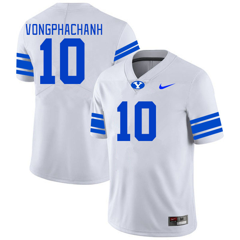 Men #10 AJ Vongphachanh BYU Cougars College Football Jerseys Stitched Sale-White - Click Image to Close
